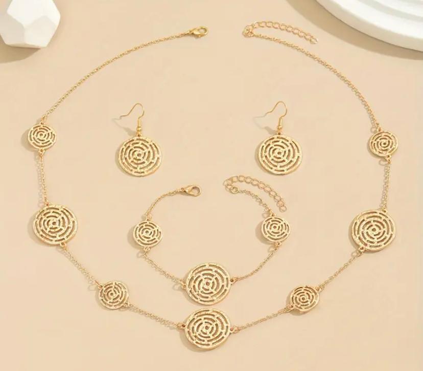 Conjunto de joya de 3 piezas con diseño de red espiral