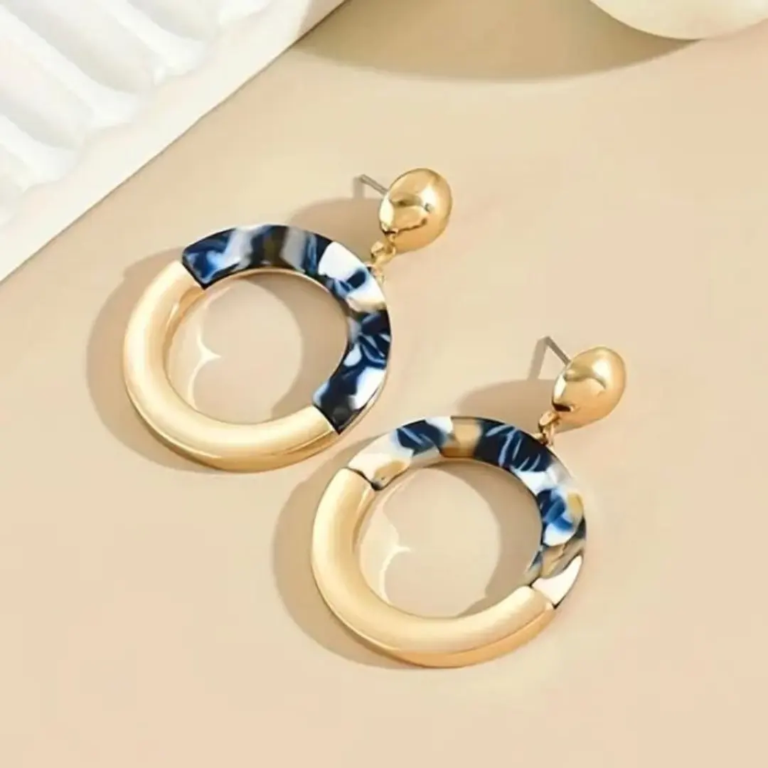 Aretes colgantes de aleación de zinc y Resina Azul