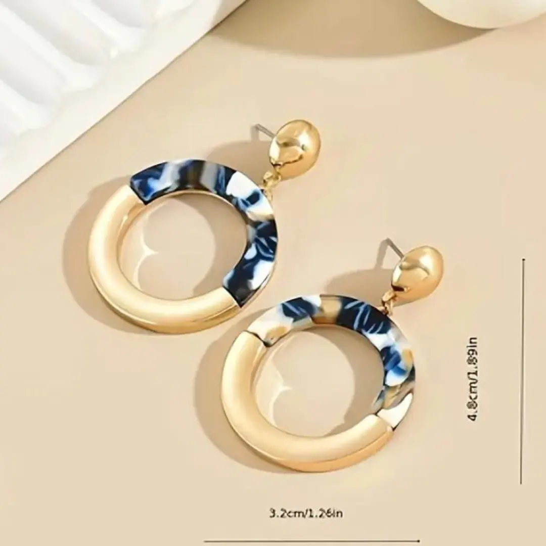Aretes colgantes de aleación de zinc y Resina Azul