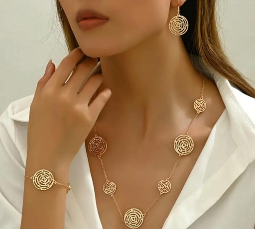 Conjunto de joya de 3 piezas con diseño de red espiral